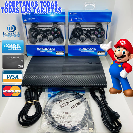 Ps3 Súper Slim 500gb + 50 Juegos Digitales + 2 Mandos + 1 Año de Garantía